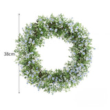 Artificial wreath with blue baby's breath