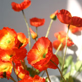 Artificial orange red poppy flowers For vase Table decor Home decor